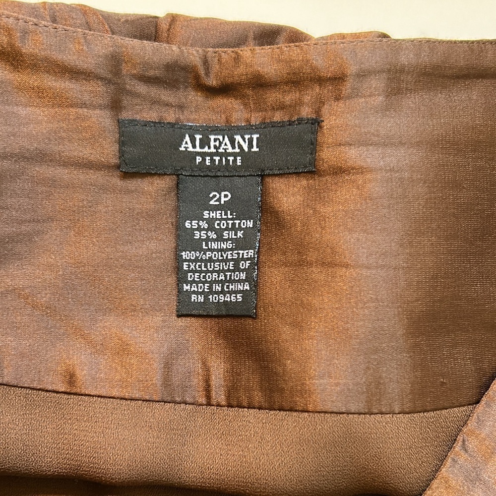 Y2K Alfani Brown Gold Embellished Bubble Skirt Size 2P - Picture 5 of 10